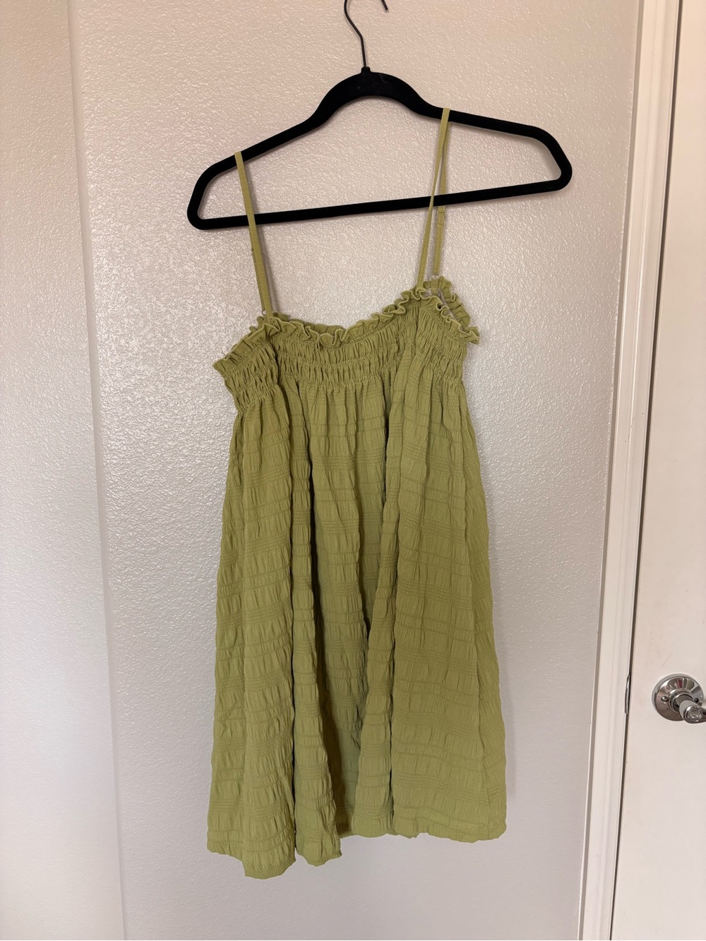 Smocked Spaghetti Strap Sundress in Lime Green